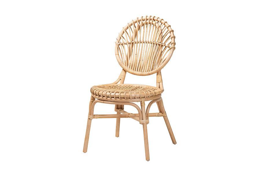 Iris Modern Bohemian Natural Brown Rattan Dining Chair FredCo