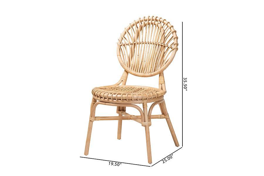 Iris Modern Bohemian Natural Brown Rattan Dining Chair FredCo