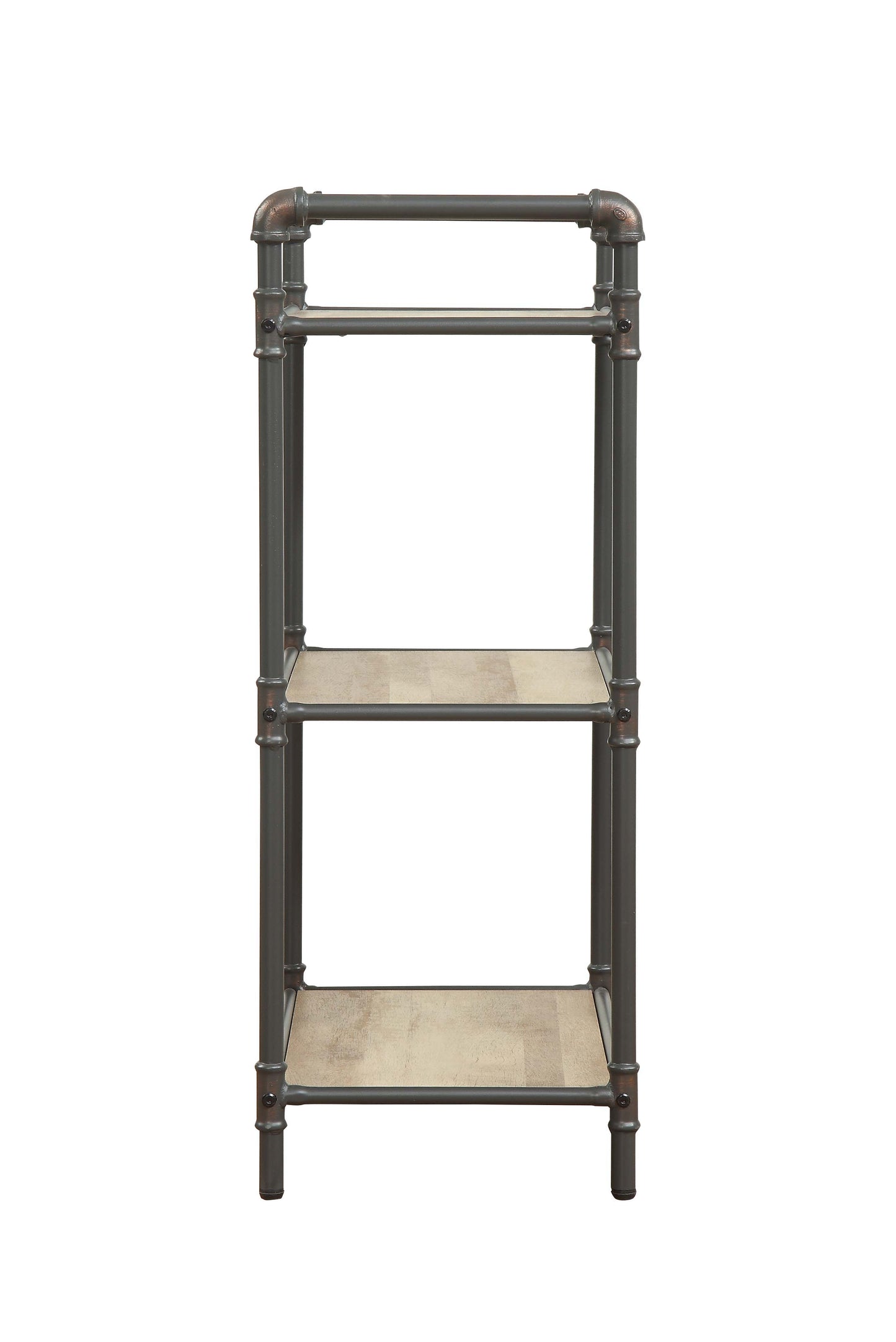 Itzel 3-Shelf Antique Oak & Sandy Gray Finish Bookshelf FredCo