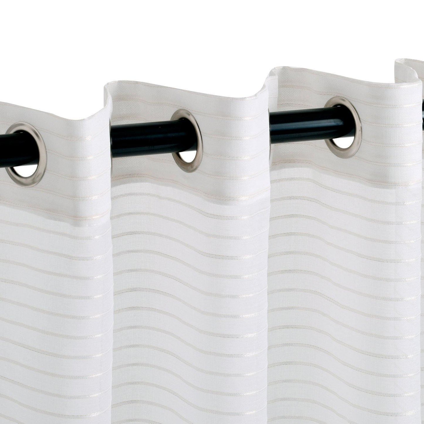 Jackson Stripe Soft Diffused Light Airy Lightweight Sheer Curtain Set FredCo
