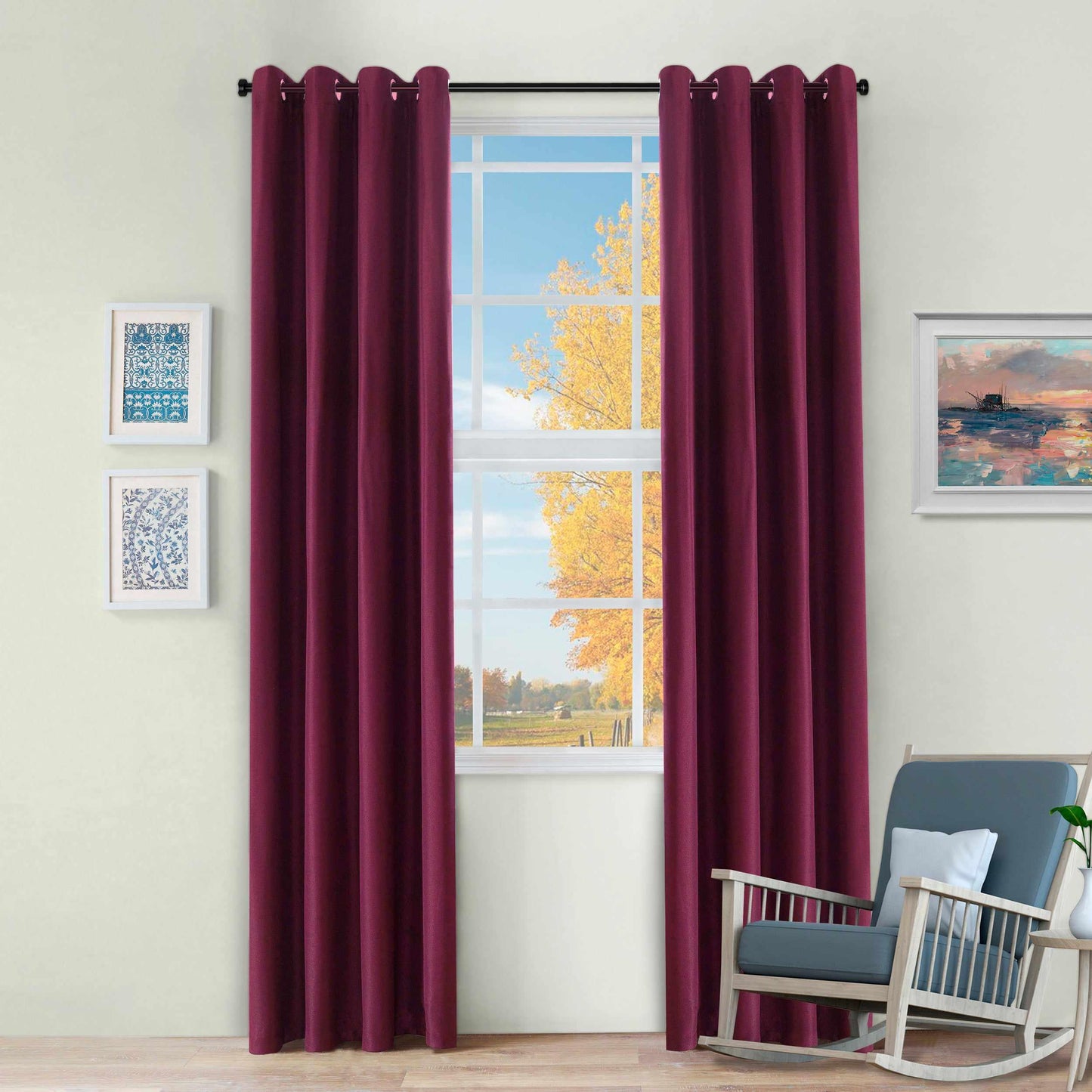 Jaxon Room Darkening Noise Reducing Basket Weave Blackout Curtain Set FredCo