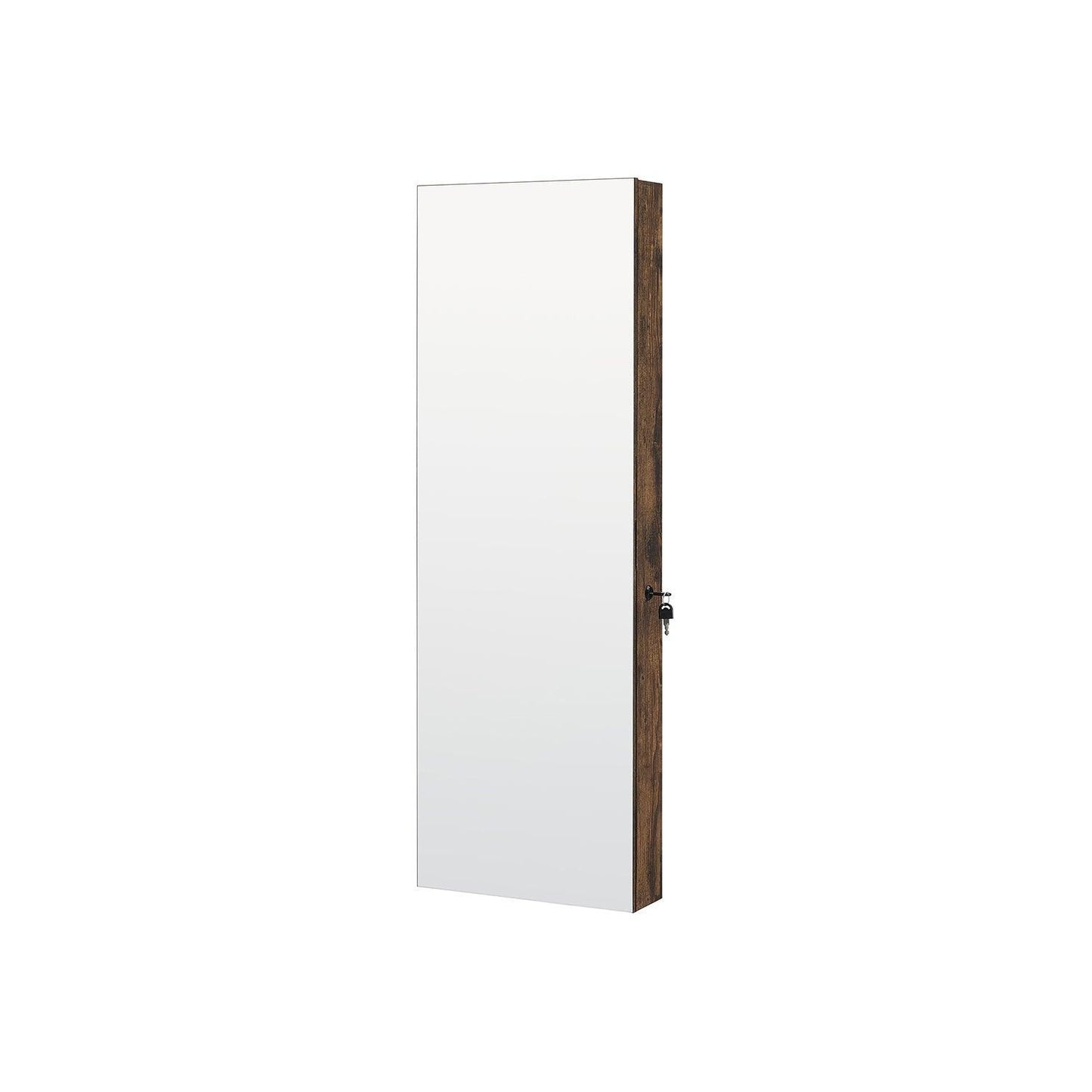 Jewelry Cabinet Armoire with Mirror Rustic Brown FredCo