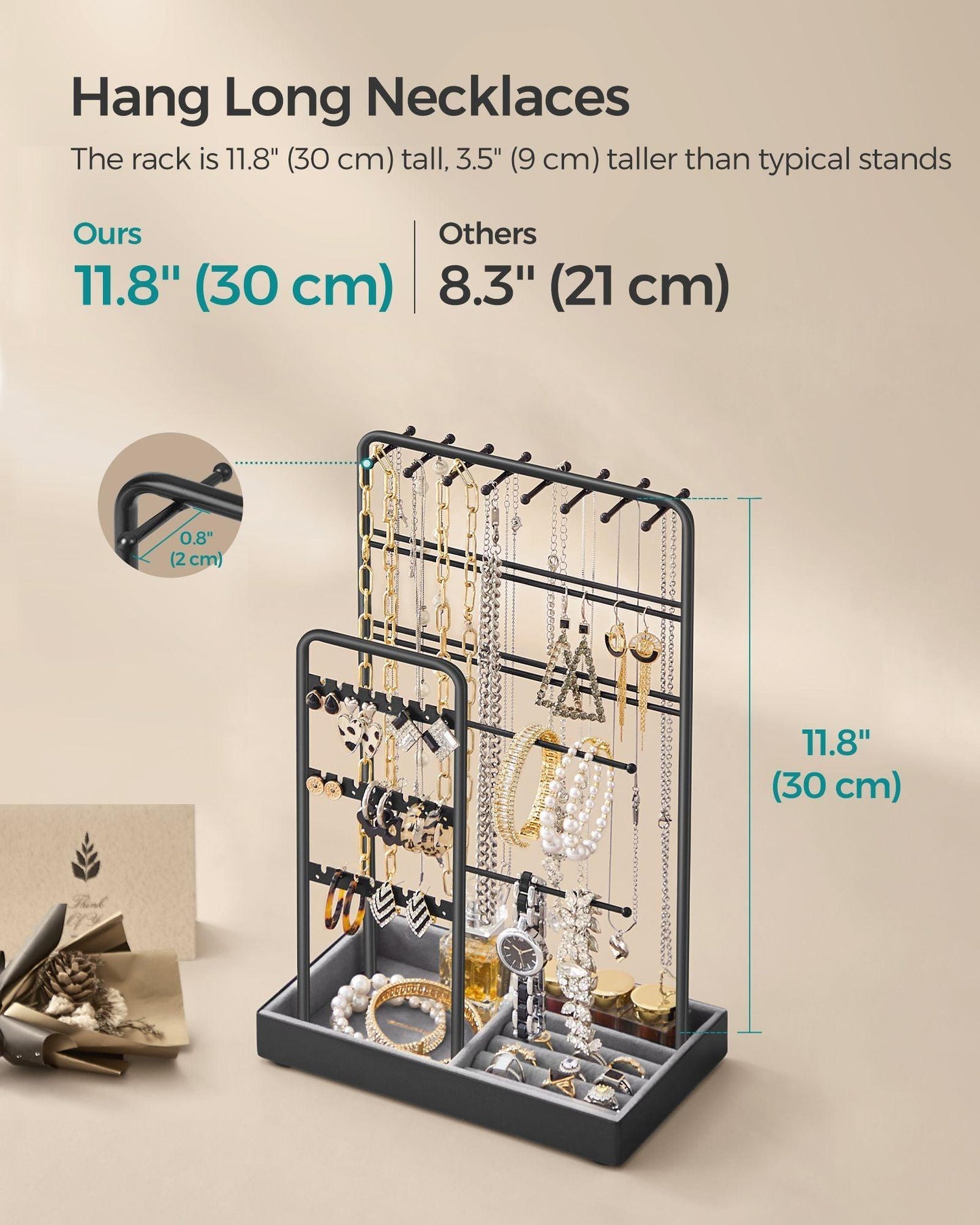 Jewelry Holder with Metal Frame and Velvet Tray FredCo