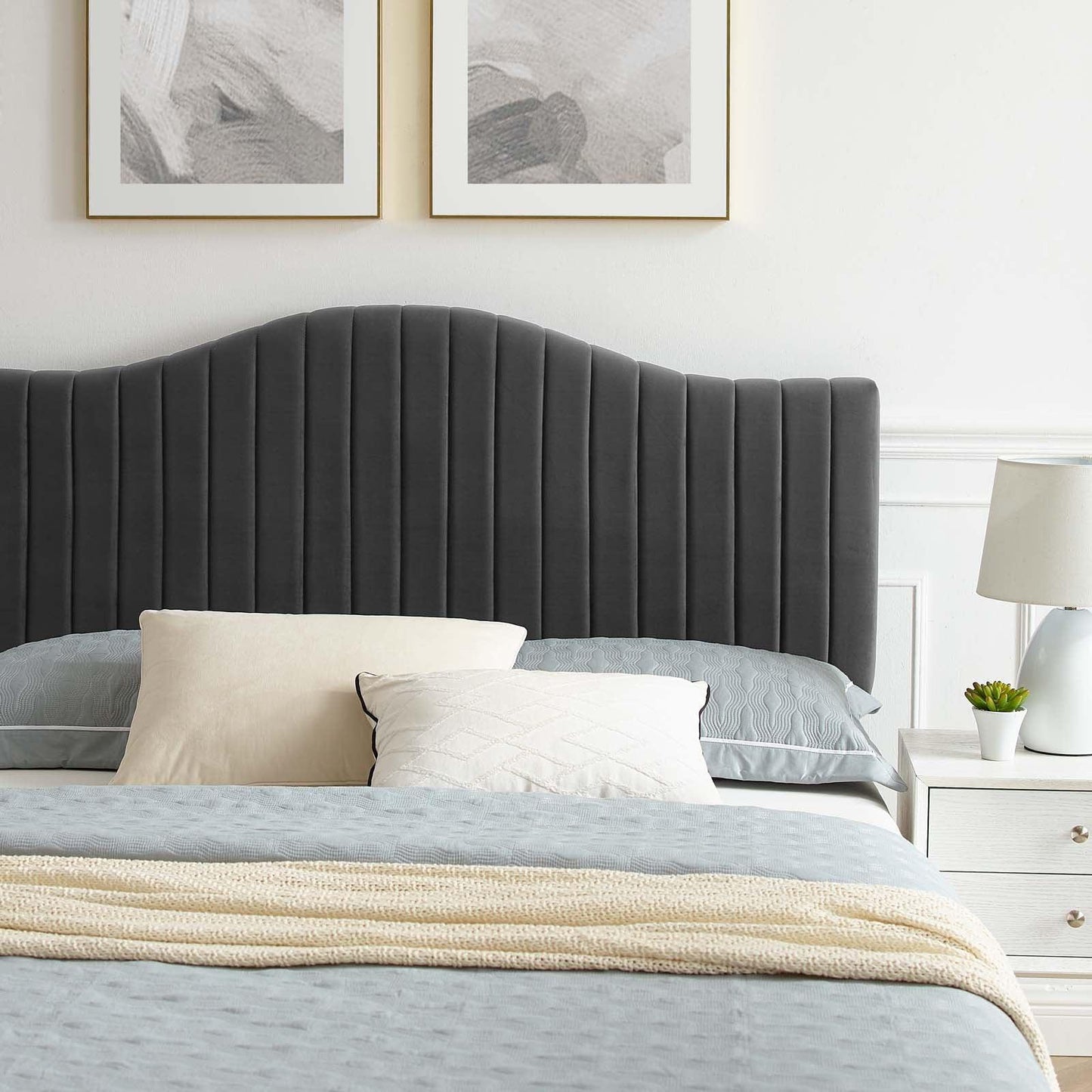 Juniper Channel Tufted Performance Velvet King Platform Bed, MOD-6749 FredCo