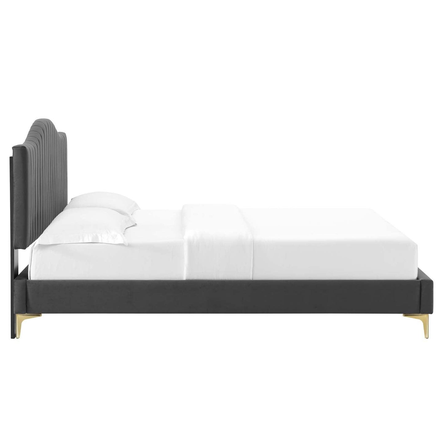 Juniper Channel Tufted Performance Velvet Twin Platform Bed, MOD-6742 FredCo