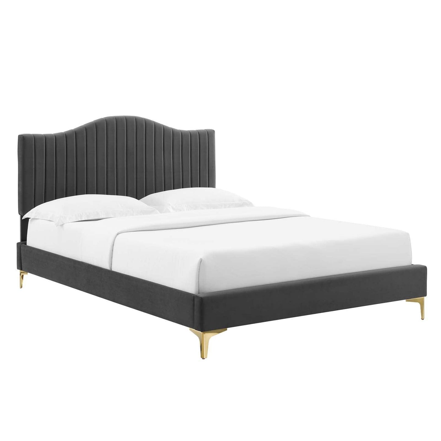 Juniper Channel Tufted Performance Velvet Twin Platform Bed, MOD-6742 FredCo