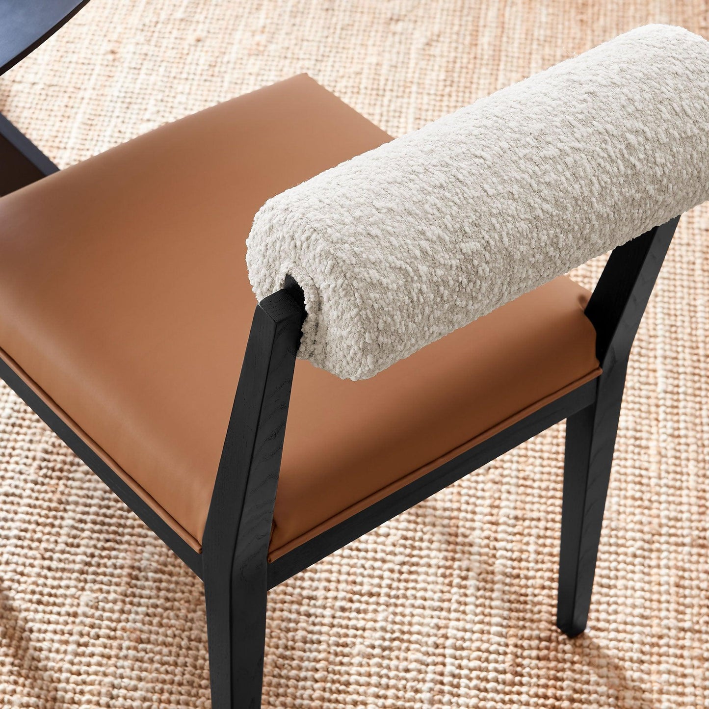 Kai Boucle and Vegan Leather Dining Chair by Modway FredCo