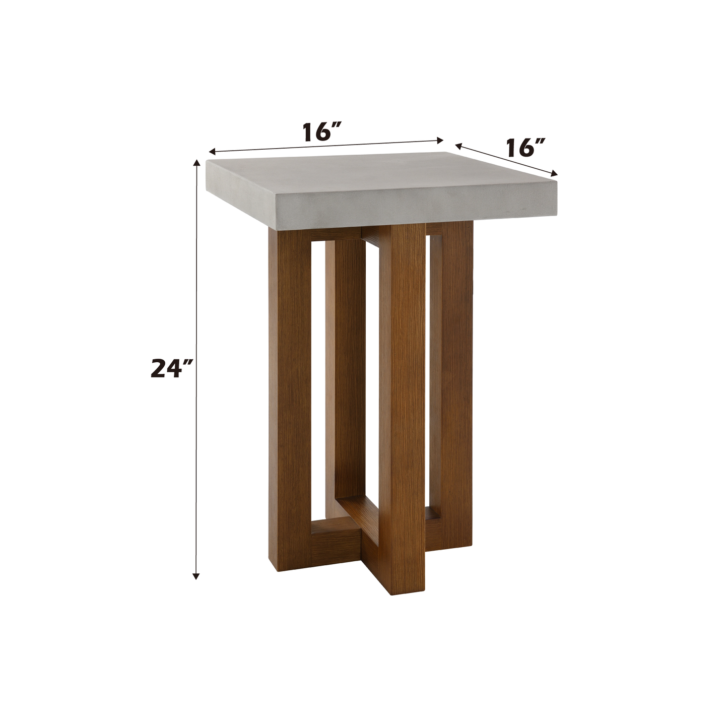Keven Faux Concrete Top & Walnut Finish End Table FredCo