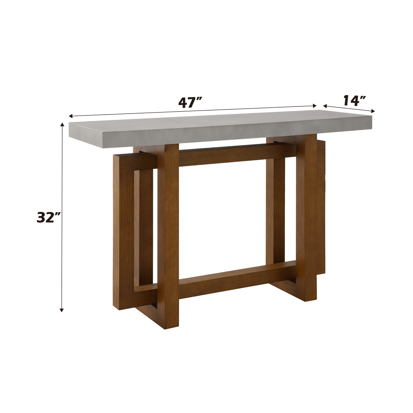 Keven Faux Concrete Top & Walnut Finish Sofa Table FredCo