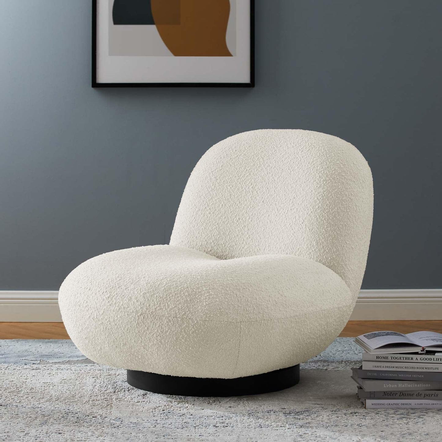 Kindred Boucle Upholstered Upholstered Fabric Swivel Chair, EEI-5486 FredCo