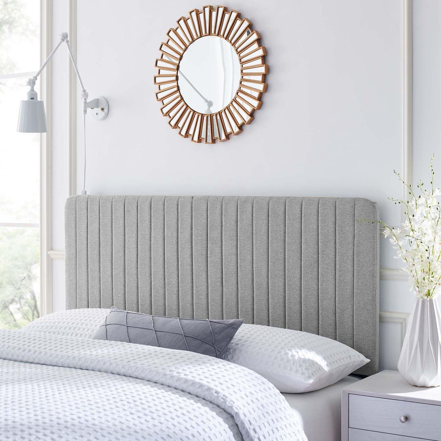 King/California King Modway Milenna Channel Tufted Upholstered Fabric Headboard FredCo