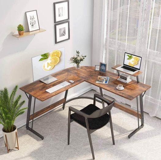 L-Shaped Desk Computer Corner Desk, with monitor stand FredCo