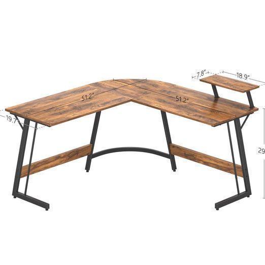 L-Shaped Desk Computer Corner Desk, with monitor stand FredCo
