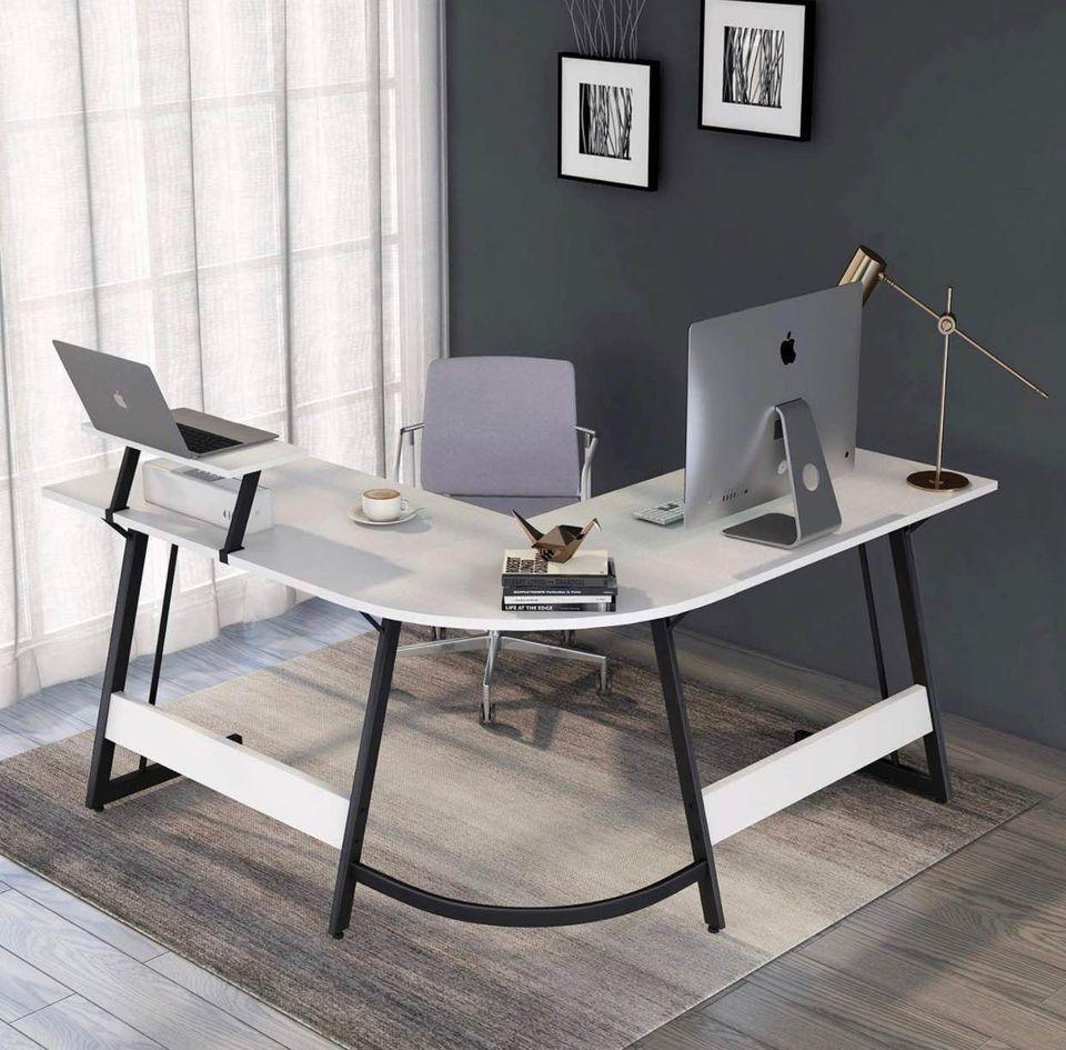 L-Shaped Desk Computer Corner Desk, with monitor stand FredCo