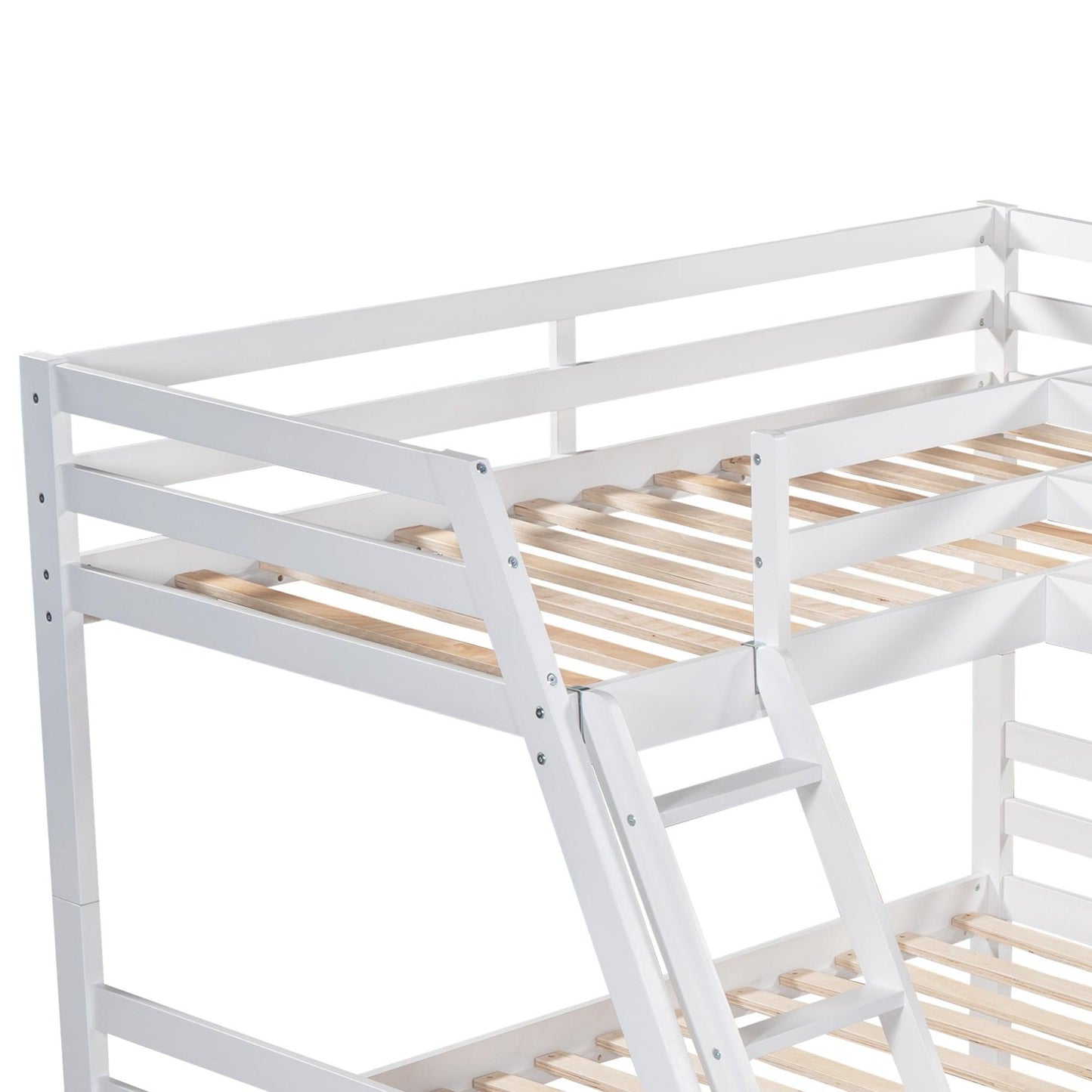 L-Shaped Twin over Full Bunk Bed and Twin Size Loft Bed with Built-in Desk,White FredCo