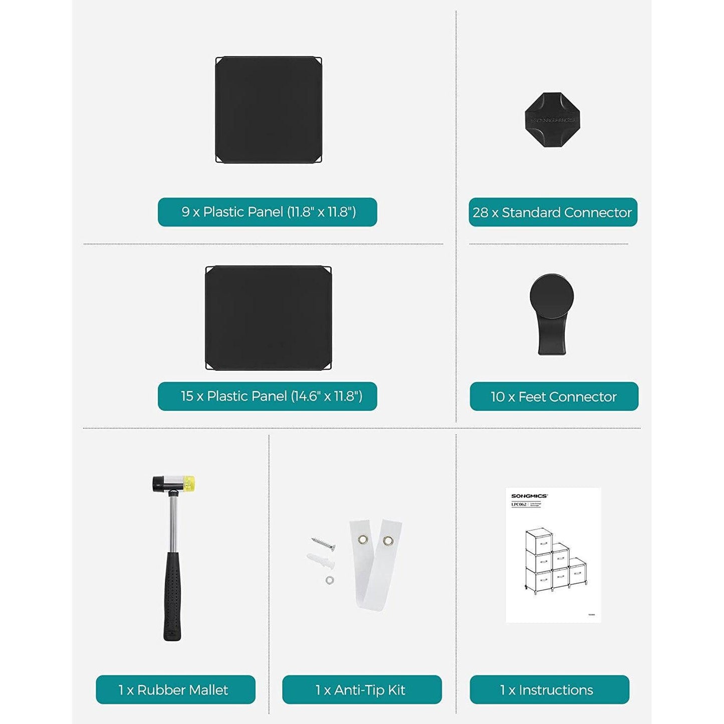 Large 6 Cube Storage Organizer Black FredCo