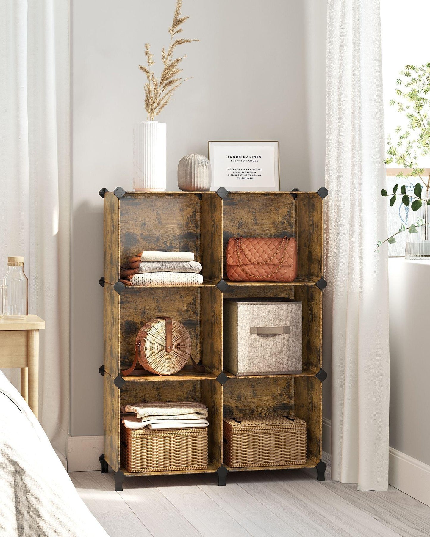 Large 6 Cube Storage Organizer Rustic Brown FredCo