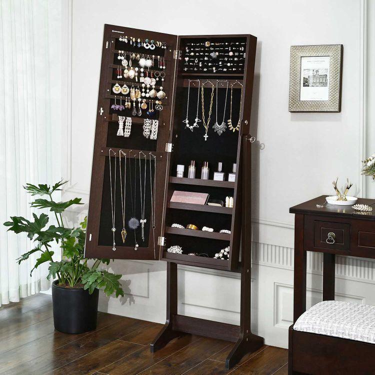 Large Mirror Jewelry Armoire FredCo
