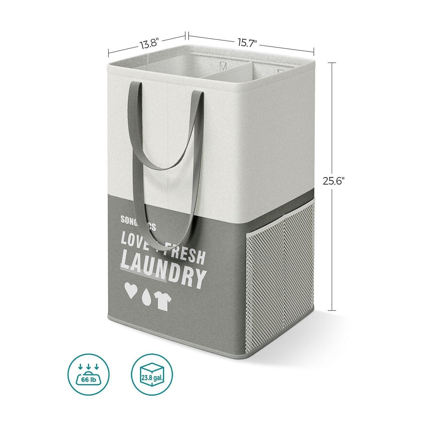 Laundry Basket with 2 Compartments Dark Gray FredCo