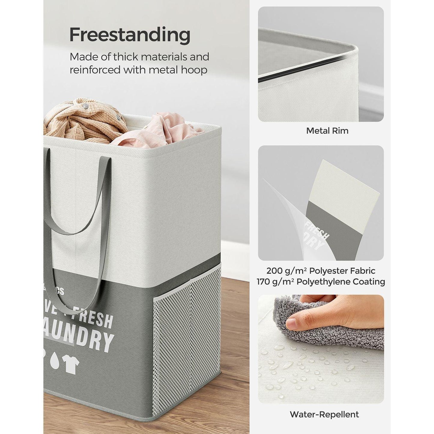 Laundry Basket with 2 Compartments Dark Gray FredCo