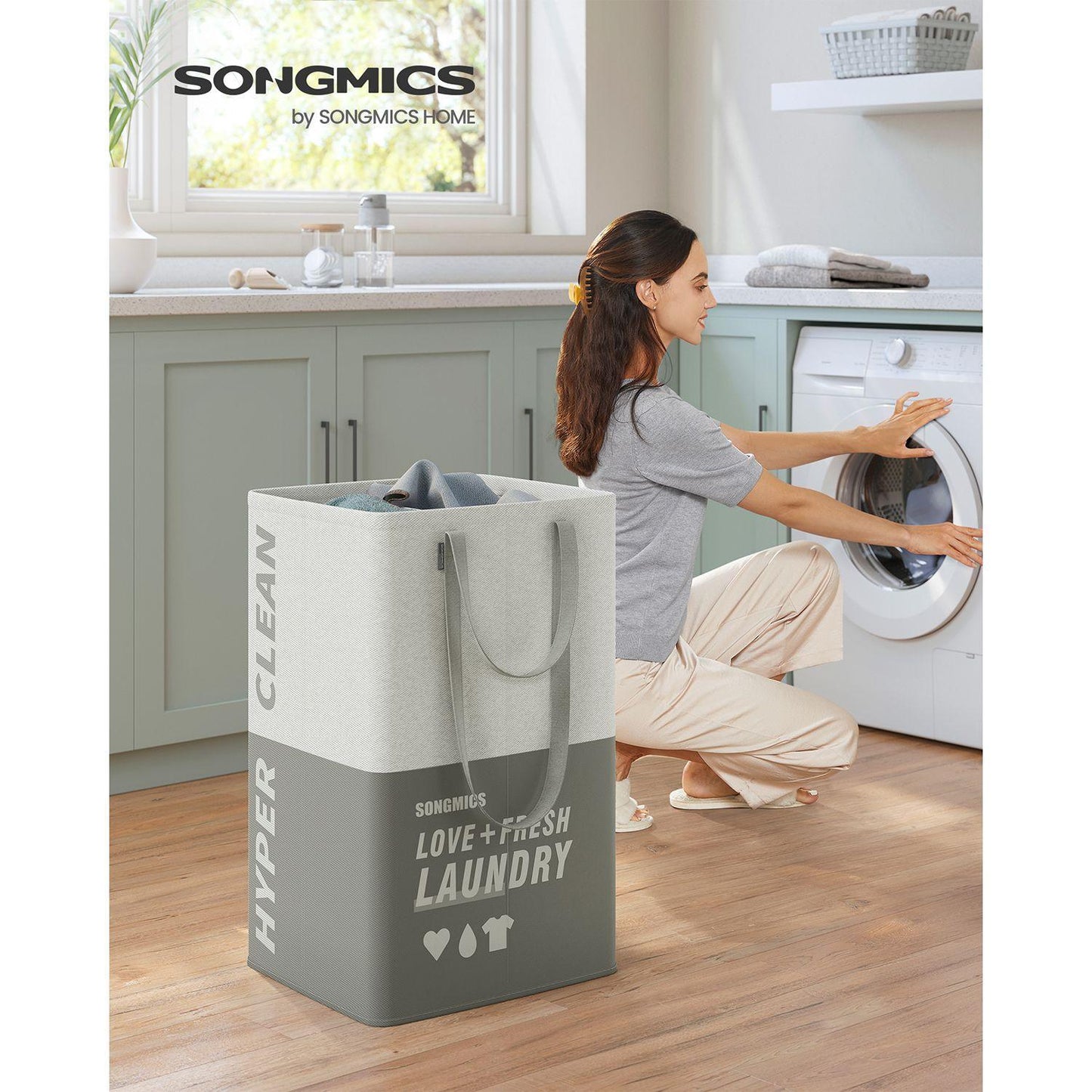 Laundry Basket with 2 Compartments Dark Gray FredCo