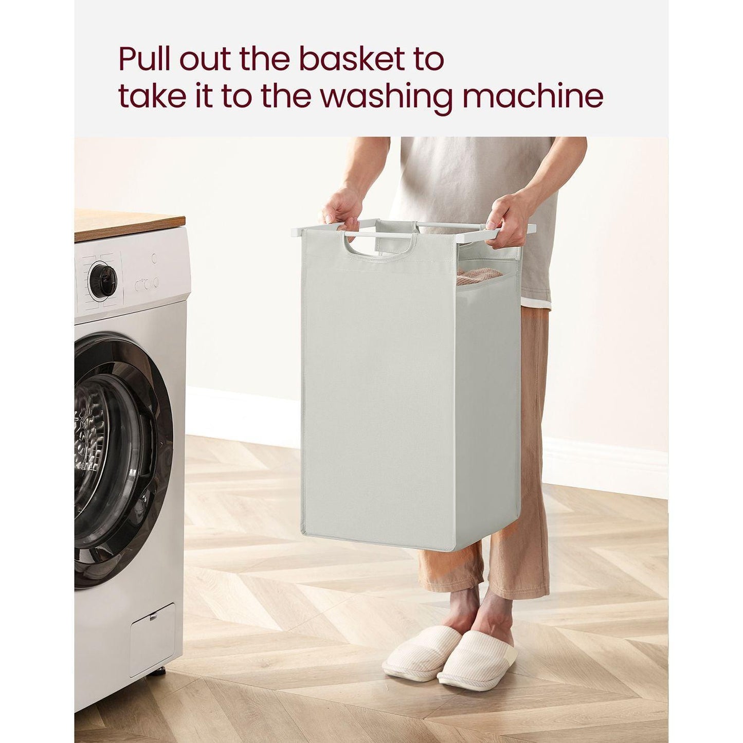 Laundry Hamper with 2 Sections White FredCo
