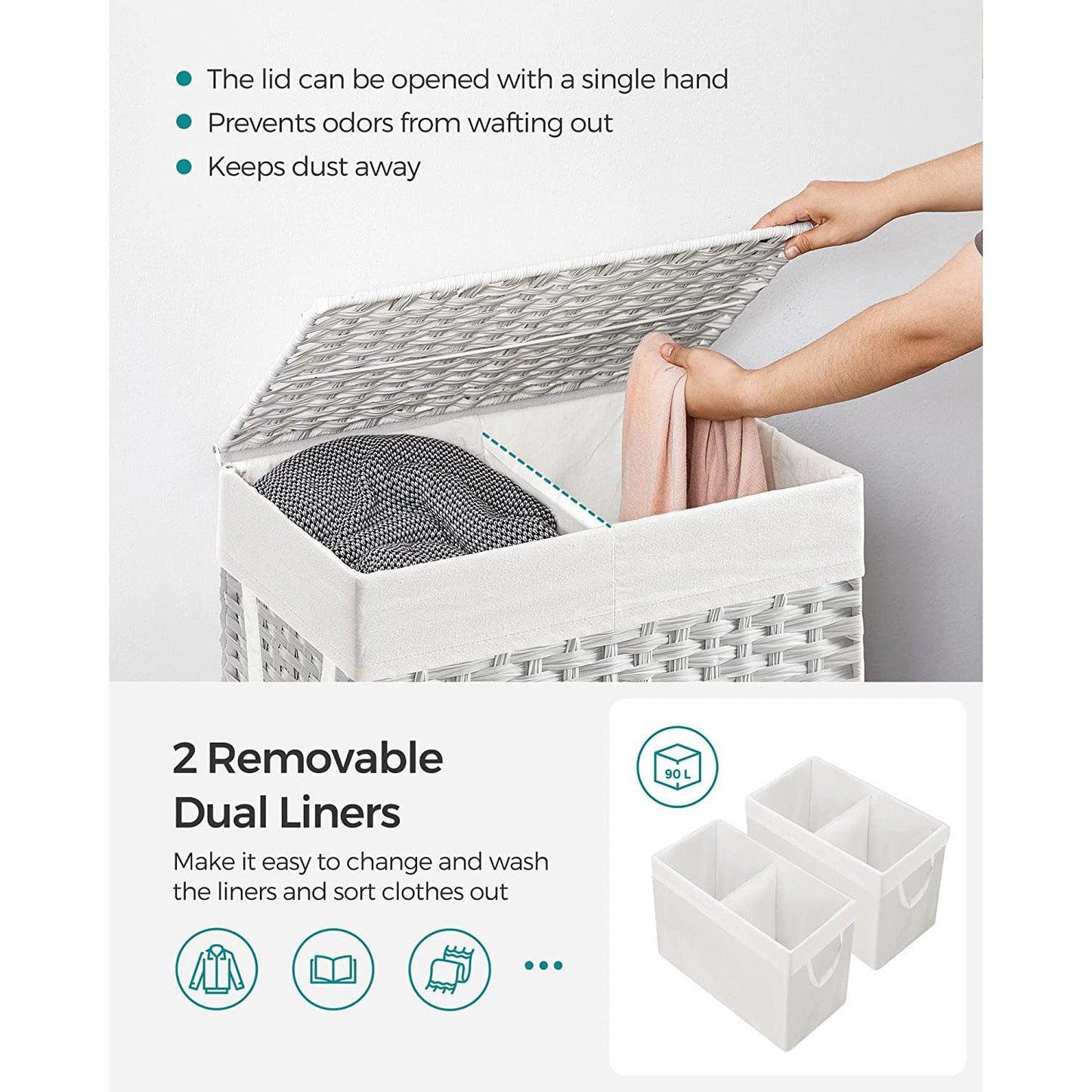 Laundry Hamper with Lid White FredCo