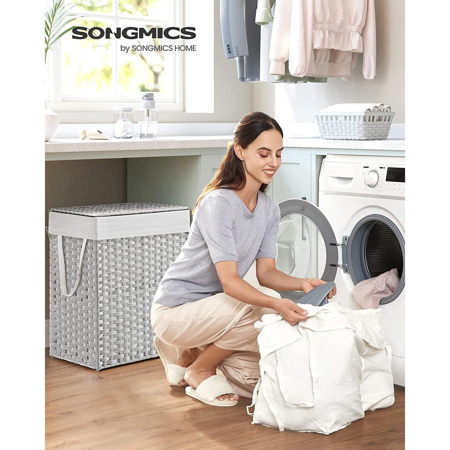 Laundry Hamper with Lid White FredCo