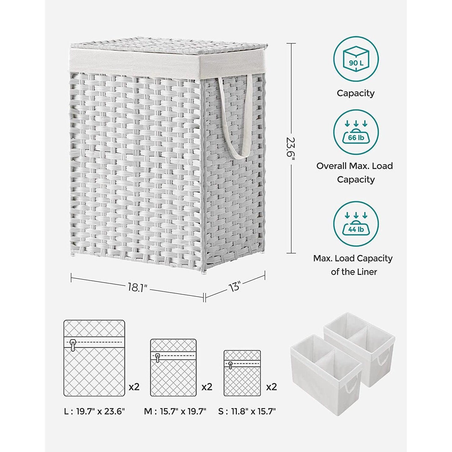 Laundry Hamper with Lid White FredCo