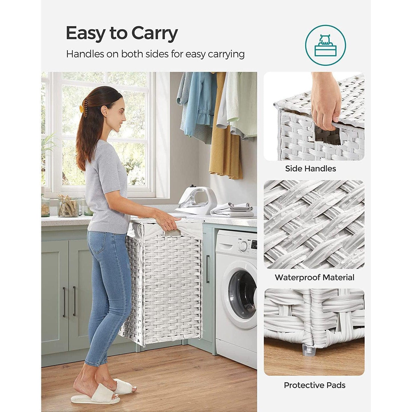Laundry Hamper with Lid White FredCo