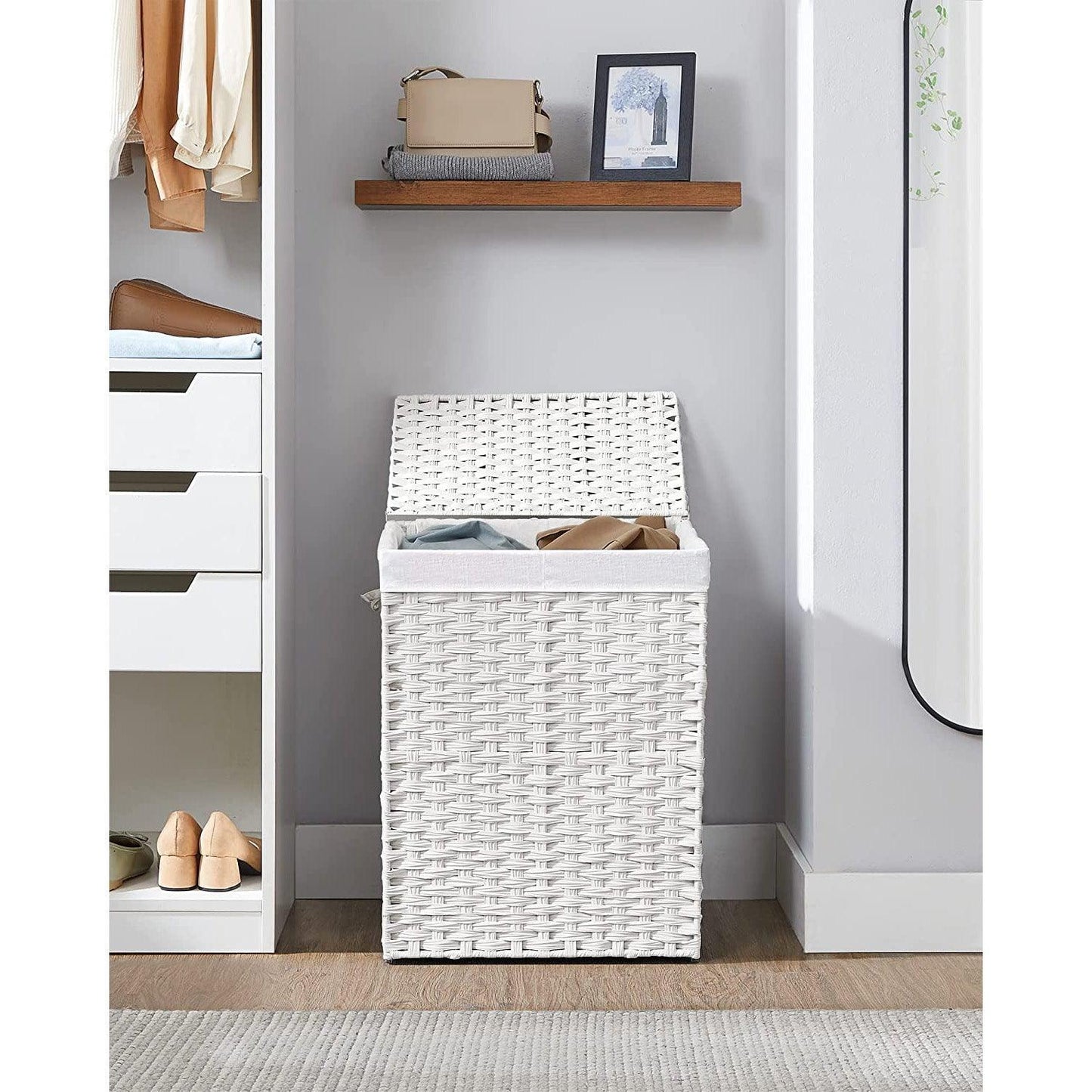 Laundry Hamper with Lid White FredCo