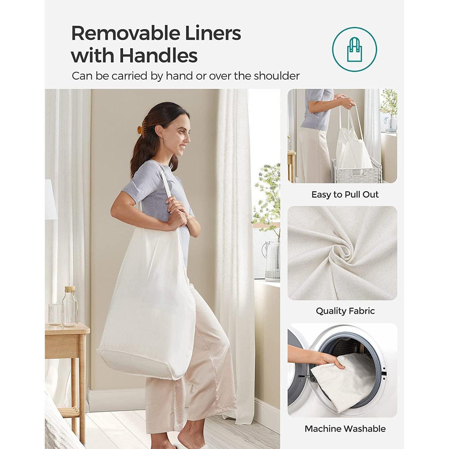 Laundry Hamper with Lid White FredCo