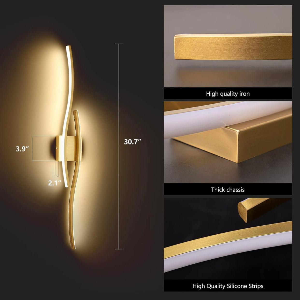 LED Wall Light,Modern Gold Wall Sconce 32inch 4000K Natural Light Vanity Lights FredCo