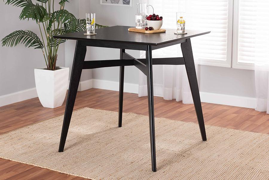 Leena Mid-Century Modern Black Finished Wood Counter Height Pub Table FredCo