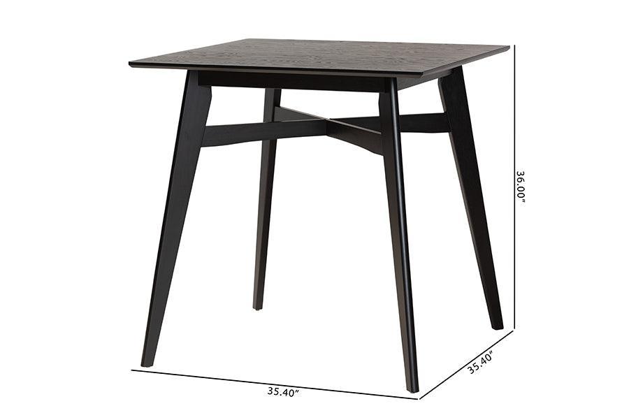 Leena Mid-Century Modern Black Finished Wood Counter Height Pub Table FredCo