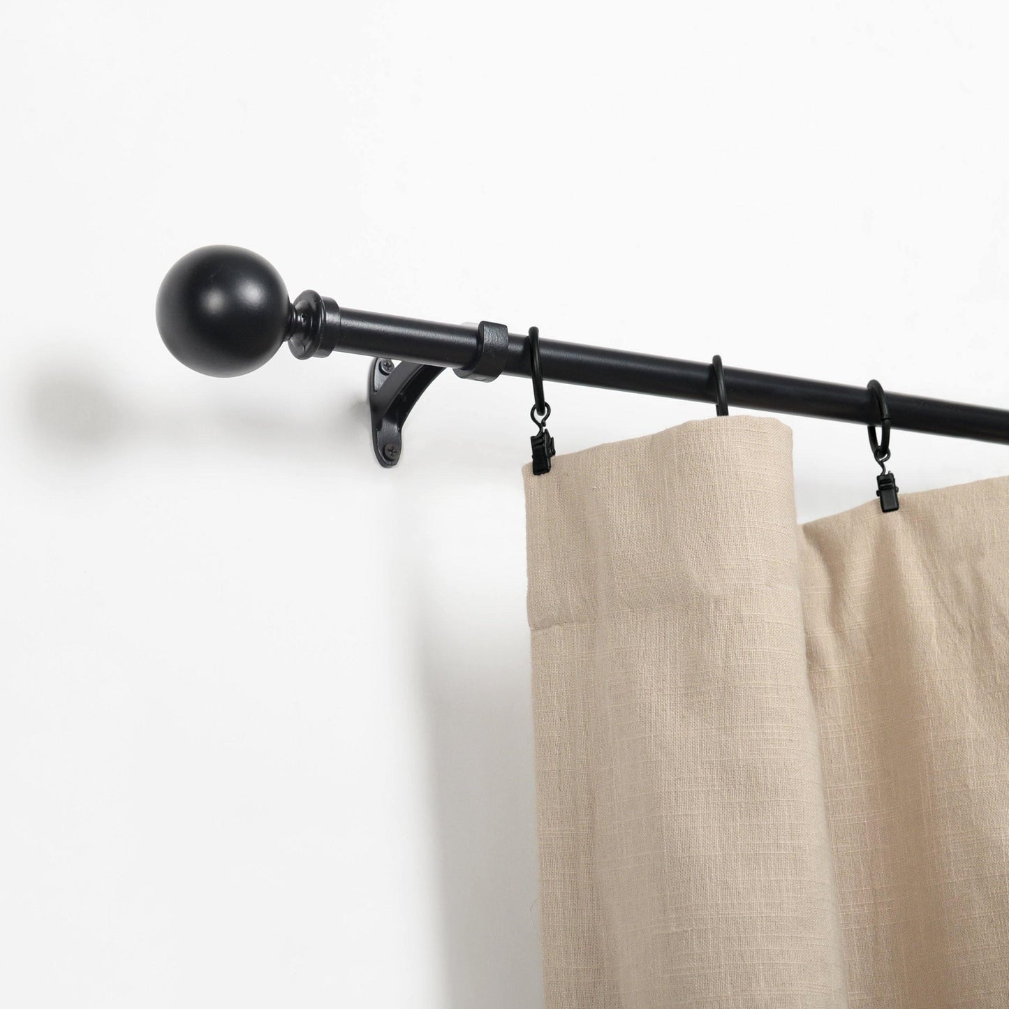 Leron 100% Iron Expandable Window Curtain Rod with Round Ball Finials FredCo
