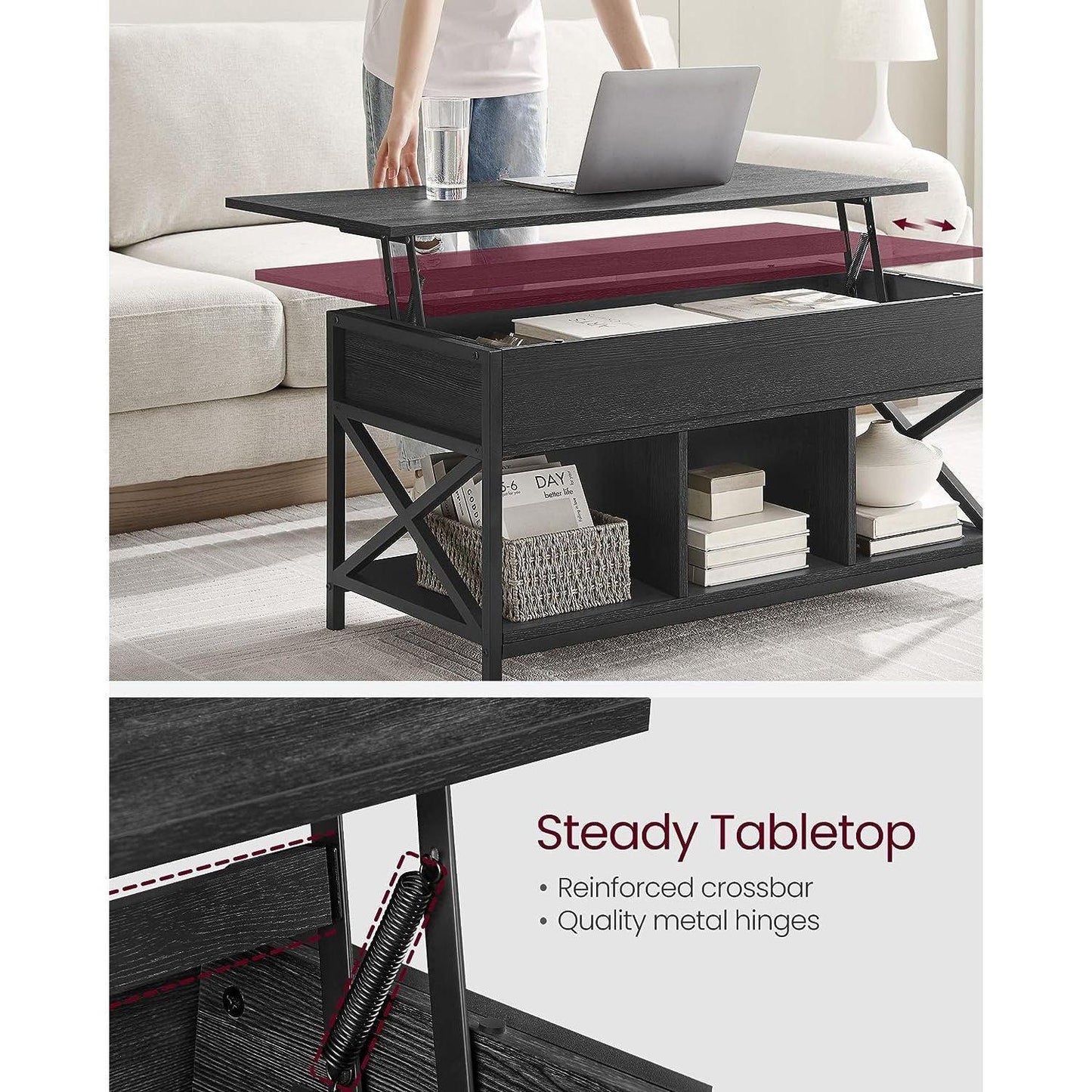 Lift Top Coffee Table for Living Room FredCo