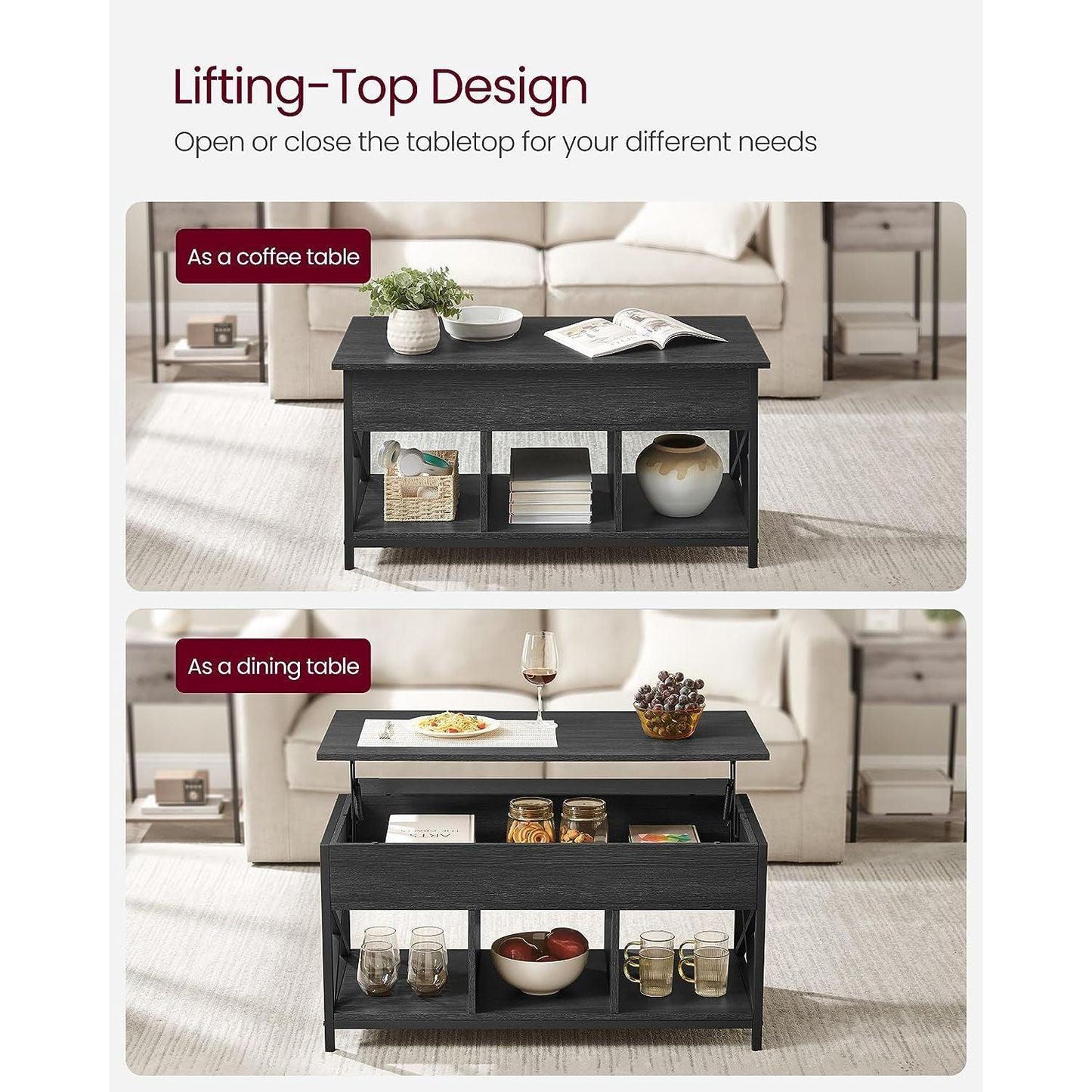 Lift Top Coffee Table for Living Room FredCo