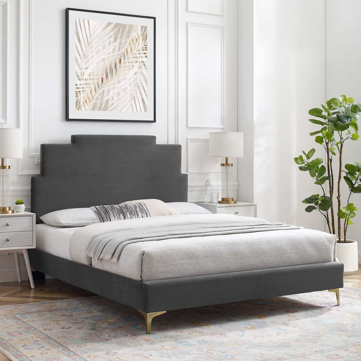 Lindsey Performance Velvet Full Platform Bed, MOD-6901 FredCo
