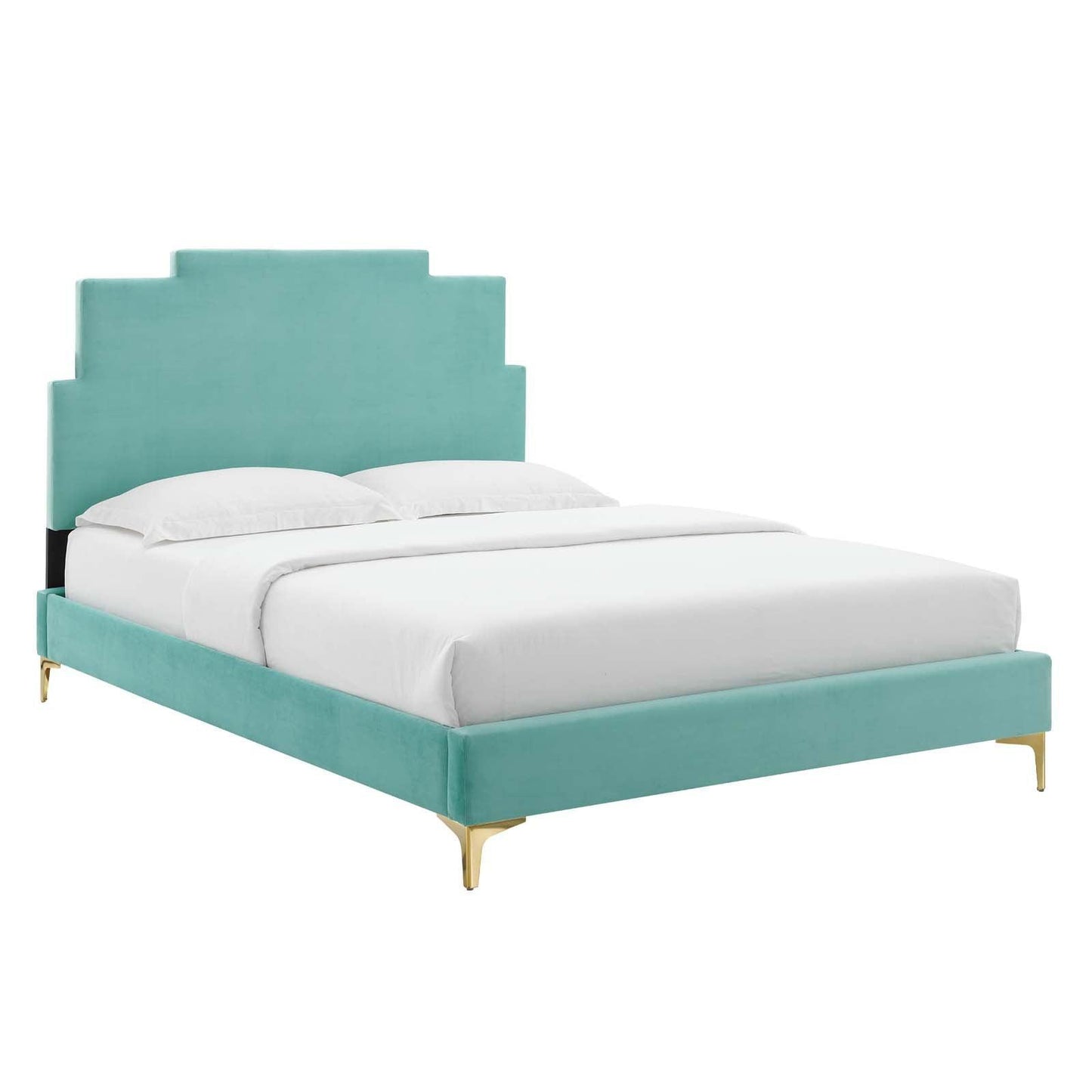 Lindsey Performance Velvet Queen Platform Bed, MOD-6703 FredCo