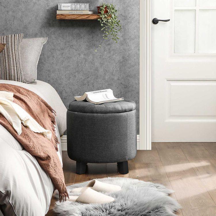 Linen Fabric Storage Ottoman FredCo