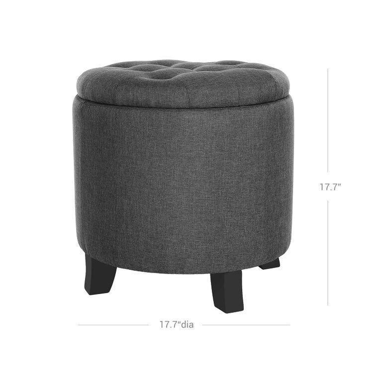 Linen Fabric Storage Ottoman FredCo