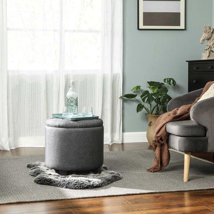 Linen Fabric Storage Ottoman FredCo