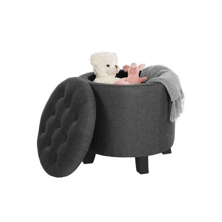 Linen Fabric Storage Ottoman FredCo
