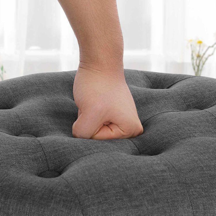 Linen Fabric Storage Ottoman FredCo