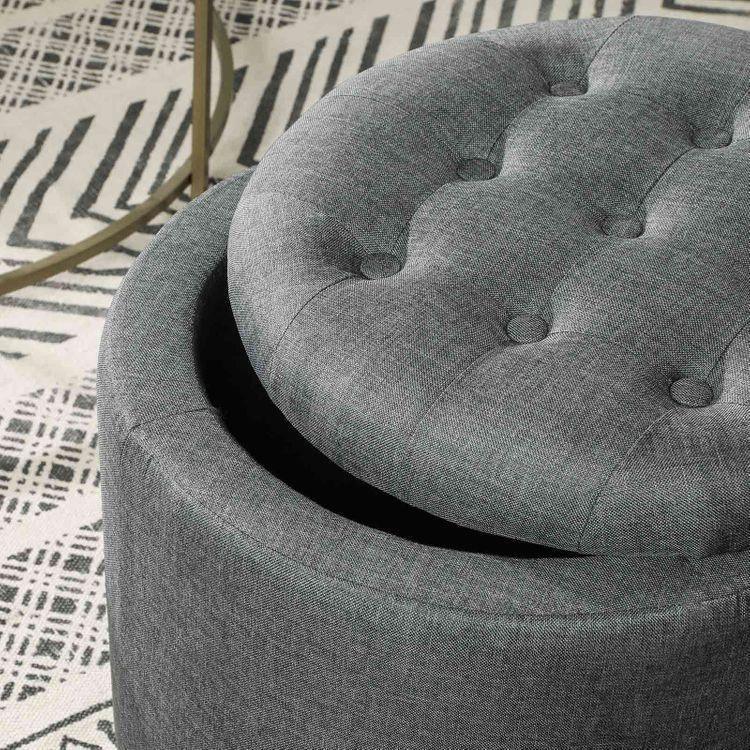 Linen Fabric Storage Ottoman FredCo