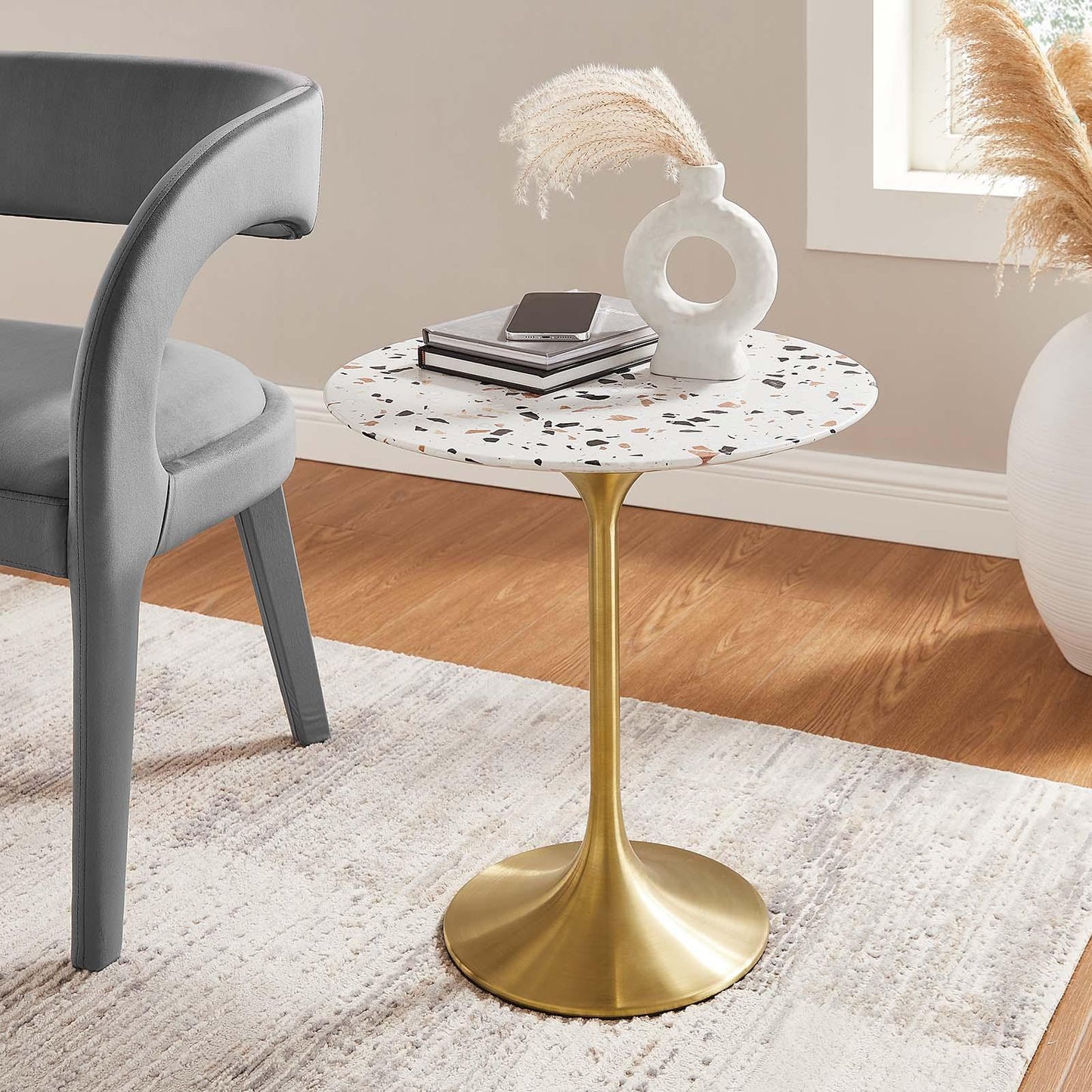 Lippa 20" Round Terrazzo Side Table, EEI-5687 FredCo