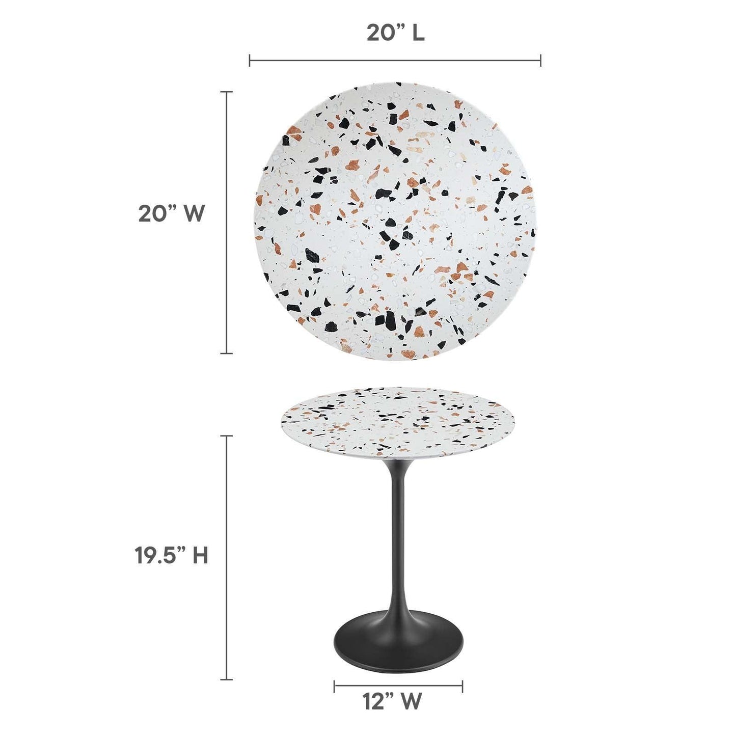 Lippa 20" Round Terrazzo Side Table, EEI-5692 FredCo