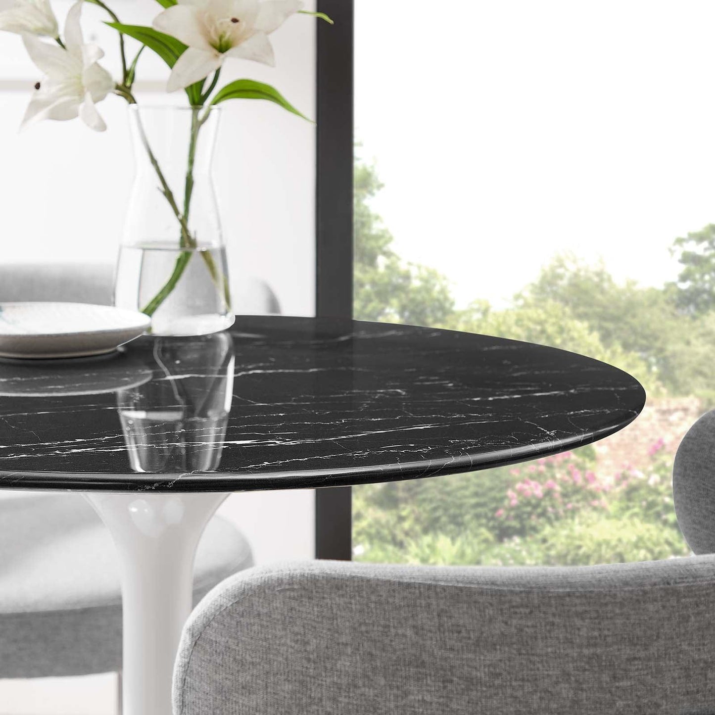 Lippa 28" Round Artificial Marble Dining Table, EEI-5167 FredCo