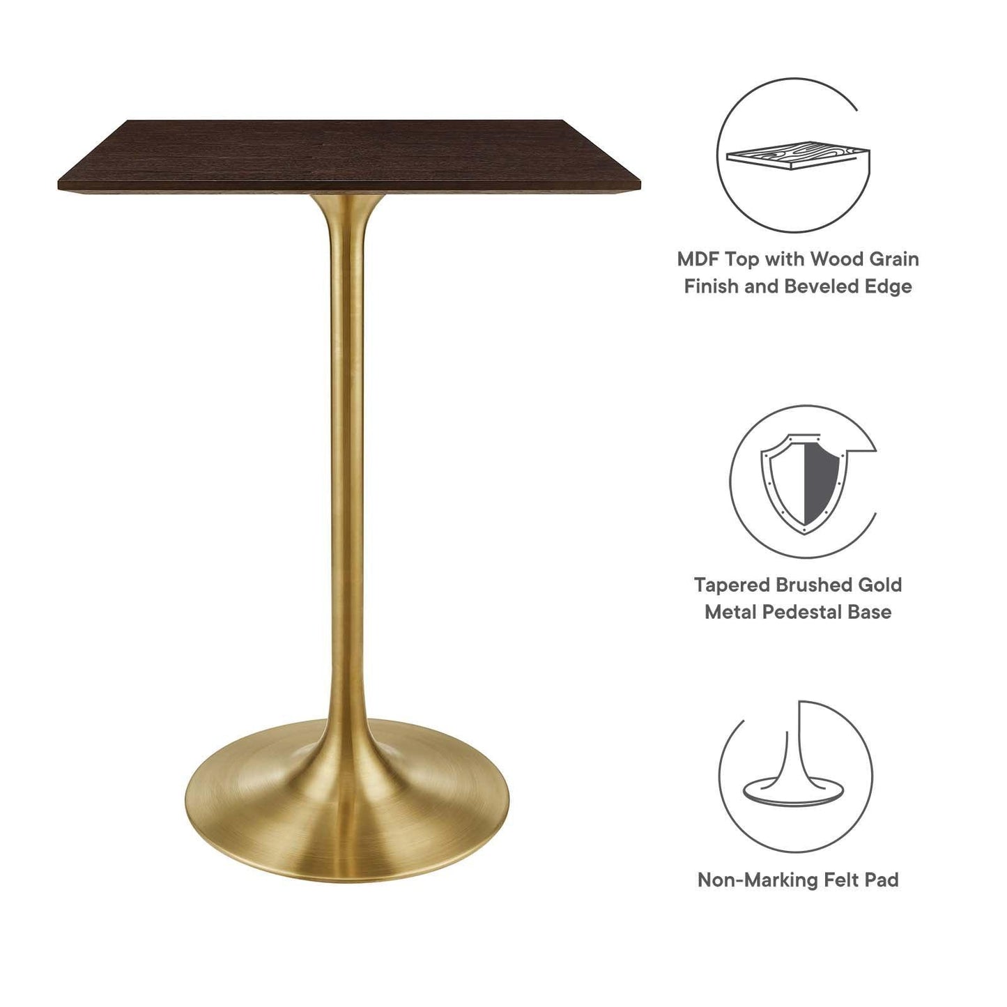Lippa 28" Square Wood Bar Table, EEI-5531 FredCo